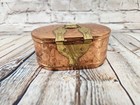 Vintage Oval Hinged Hammered Copper And Brass Box With Lid Sweden Trinket Box 