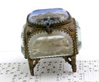 Small Antique French Beveled Glass Box Parisian 1889 Universal Exposition