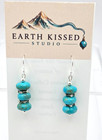 Kingman Turquoise Rondell Donut Sterling Silver Southwestern Dangle Earrings