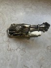 Vintage Brass Hand Letter Clip W rhinestone Cluster Ring  missing Rhinestones 