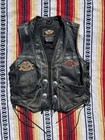 Harley Davidson Leather Vest Mens L Distressed Biker Patches Lace Up Motorcycle
