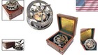 Portable 5-inch Sundial Compass With Rosewood Case - Vintage Nautical Gift