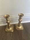 Pair Of Antique Brass Candlesticks Push-ups  King Of Diamonds  Great Britain Uk