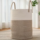 Large Woven Laundry Basket Hamper cotton Rope Storage Bin For 60l Brown