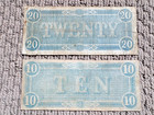 Confederate States Of America Csa Currency 1864  10 And  20 Civil War Notes