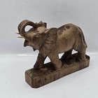 Vintage Wooden Elephant Handcarved Statue African Safari Sculpture Home Decor 6 
