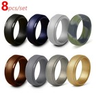 8 Pack Silicone Flexible Wedding Ring Engagement Men Women Rubber Band Sport Gym