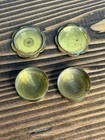 Vintage Brass Mother Of Pearl Inlay Enameled Pill Boxes Mini Set Of 2