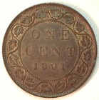 1901 Large Cent Bronze Canada One Cent Almost Uncirculated 1c Canadian Coin