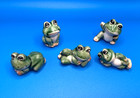 Vintage Set Of 5 Green Ceramic Frog Figurines     Glossy Finish     Whimsical Decor