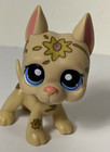 Littlest Pet Shop Tan Great Dane Dog Flower Deco Tattoos Blue Eyes 2007 Hasbro