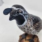 Carved Wooden Quail Set Bird Female Male Bobwhite Natural Wood Base Painted 6   
