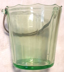 Excellent Vintage Cambridge Green Uranium Glass Ice Bucket  W   Silver Handle