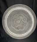19  Vtg Persian Tin Copper Tray Complex Hammered Etched Painted Middle Eastern 