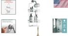 Satin Chrome Shower Organizer - Hanging Caddy With 2 Shelves   Drainage Design