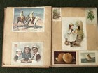 Antique Victorian Scrap Album- Chromolithography Trade Card Scrapbook -late 1800