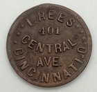 1863 Civil War Token Store Card Oh-165es-1a I  Rees Rotated Reverse Cincinnati