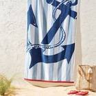 36 x72  Anchor Nautical Striped Oversized Beach Towel Blue
