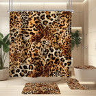 Leopard Print Shower Curtain Set With Rugs Bath Decor Bathroom Accessories 4