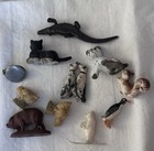 Lot  12 Vintage   Antique Miniature Animals  Ceramic  Paper Mache  Lead  Pewter