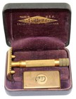 C1920s Gillette Gold Old Type Safety Razor Set  Case With 9 Wrapped Blades