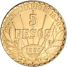 1930 Uruguay Gold 5 Pesos   2501 Oz  - Bu