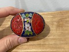 Vintage Chinese Cloisonne   Cinnabar Trinket Box W  Flower Decoration