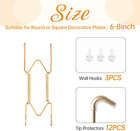3 Pack Plate Hangers Wall Mount Wire Display Holders Gold Stainless Steel 6-8