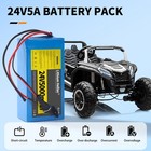 24v 5ah Rechargeable Li-ion Battery   Charger For Kids Ride On Toys  Power Wheel