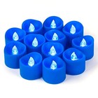12 Pack Blue Tea Light Candles Battery Operated  Flameless Flickering Blue 