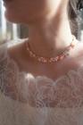 Red Coral And Pearl Woven Chain  Metal Material Is Silver