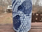 Japanese Art Deco Quail Honeycomb Wheat Pattern Motief Cylinder Vase 9-3 8 x3 5 