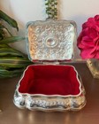 Vintage Silver Plated Victorian Style Jewelry Box W red Velvet Interior