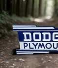 1940 s Rare Vintage - Dodge Plymouth Heavy Die Cut Porcelain Enamel Sign 48 x25 