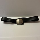 Z  Cavaricci Vintage Belt Black Faux Leather 90s Silver Metal Buckle Size 27 28
