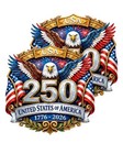 2 Pack 250th Anniversary Usa Decals     Semiquincentennial American Flag Eagle