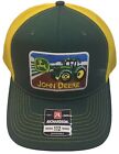John Deere Tractor Patch On Richardson 112 Trucker Hat Snapback Green yellow 