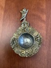 Antique Ornate Early 1900s Italian Brass   Silver Tea Strainer Cherubs Gorgeous