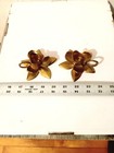 Antique Solid Brass Flower Shaped Candle Holders Pair For Taper Candles
