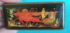 Vintage Russian Hand Painted Lacquer Box Palekh Troika Trinket Jewelry Signed