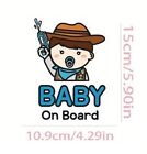 Baby On Board  cowboy  Decal - 5 9 x4 29  - Safety Sign For Vehicle Window