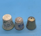 Lot Of 3 Vintage Original Sewing Thimbles  2  Floral  1 Gold Tone