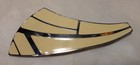 Brooch Pin Lapel Silver Tone Beige Cream Enamel Modern Geometric Irregular Shape