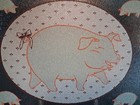 Vintage Pig Country Farm Glass Cutting Board Cottage Decor Kitchen