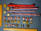 Vintage Karate Martial Arts Medal Pin Ribbon Lot Usa Flag Red White Blue