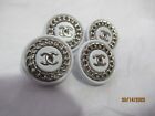 Chanel 4 Buttons   White  Silver Tone Metal Cc   18mm So Pretty