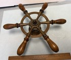 Antique Vintage 12  Boat Ship   s Wheel Mahogany   Bronze Patent Feb 6 1906