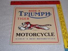 Vintage Triumph Motorcycle Dealer Tiger 10  Porcelain Metal Gasoline   Oil Sign 