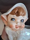 Vintage Lefton Pixie Elf 6  Planter Iridescent 1950s Lusterware 4557 Japan