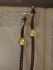 Vintage Unique Dainty Elegant Women s Brown Leather Strap Gold Square Watch